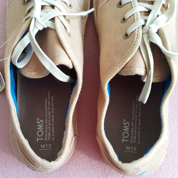 TOMS Paseo Canvas Lace-Up Shoes, Sesame, Size 14, NWT - Picture 4 of 11